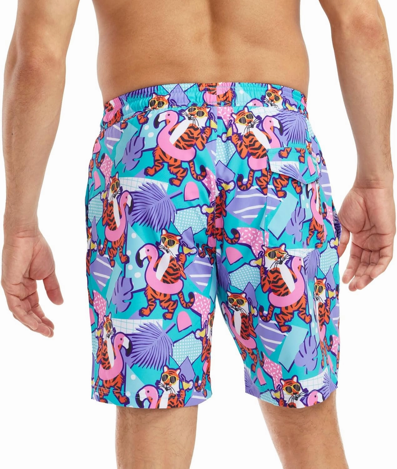 Tipsy Elves Men's Stretch Swim Trunks 7 Inch Inseam 4-Way Stretch with Mesh Liner - Quick-Dry Funny Swimwear Bathing Suit