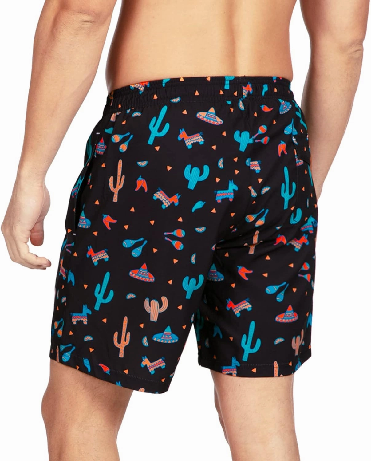 Tipsy Elves Men's Stretch Swim Trunks 7 Inch Inseam 4-Way Stretch with Mesh Liner - Quick-Dry Funny Swimwear Bathing Suit