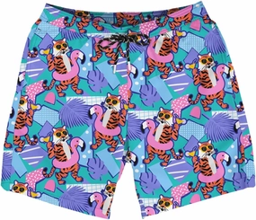 Tipsy Elves Men's Stretch Swim Trunks 7 Inch Inseam 4-Way Stretch with Mesh Liner - Quick-Dry Funny Swimwear Bathing Suit