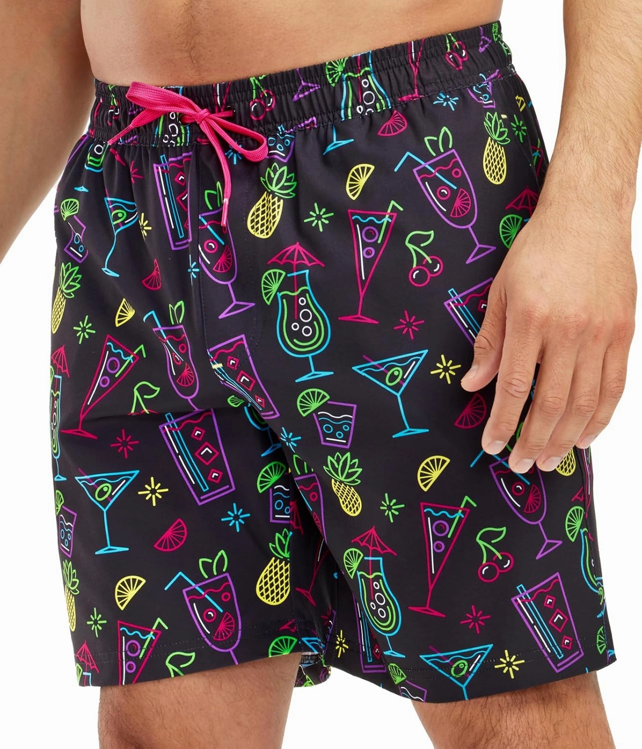 Tipsy Elves Men's Stretch Swim Trunks 7 Inch Inseam 4-Way Stretch with Mesh Liner - Quick-Dry Funny Swimwear Bathing Suit