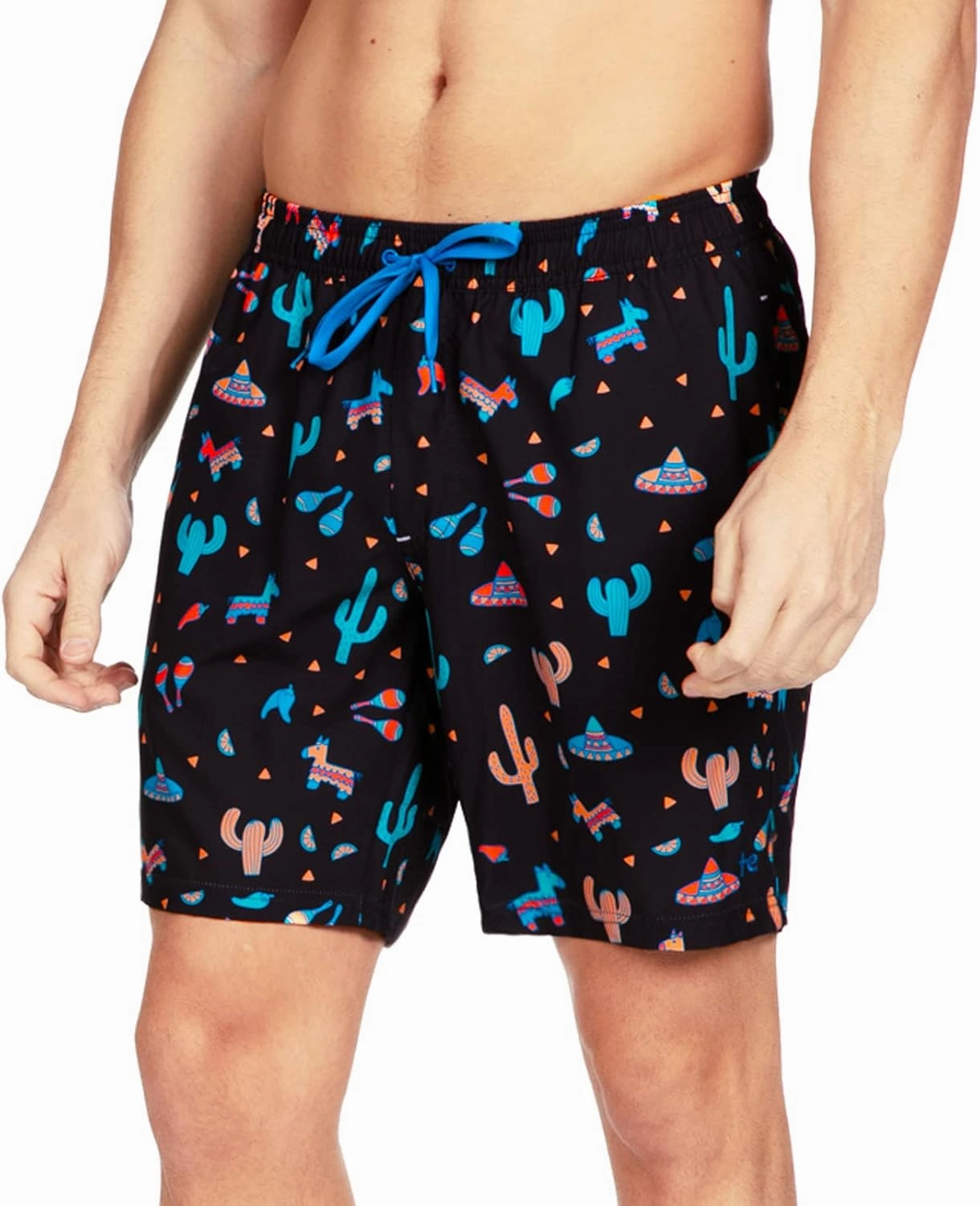 Tipsy Elves Men's Stretch Swim Trunks 7 Inch Inseam 4-Way Stretch with Mesh Liner - Quick-Dry Funny Swimwear Bathing Suit