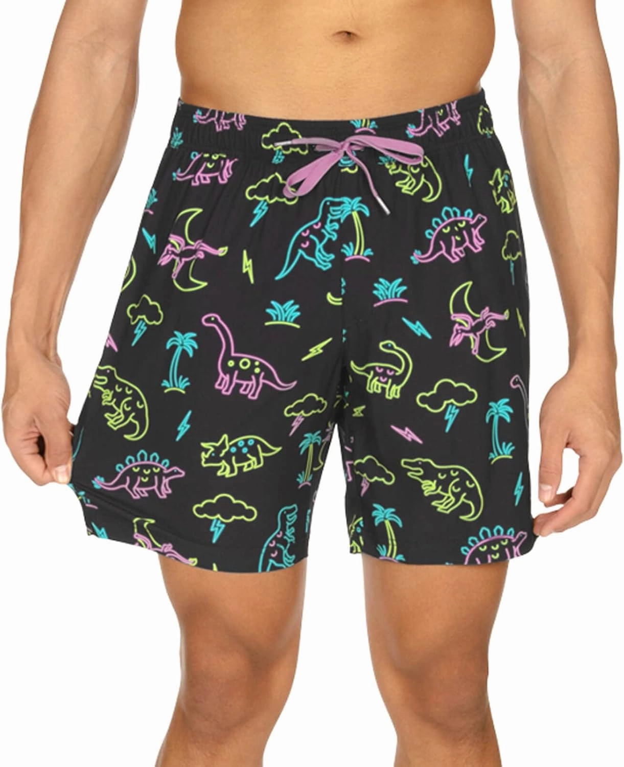 Tipsy Elves Men's Stretch Swim Trunks 7 Inch Inseam 4-Way Stretch with Mesh Liner - Quick-Dry Funny Swimwear Bathing Suit