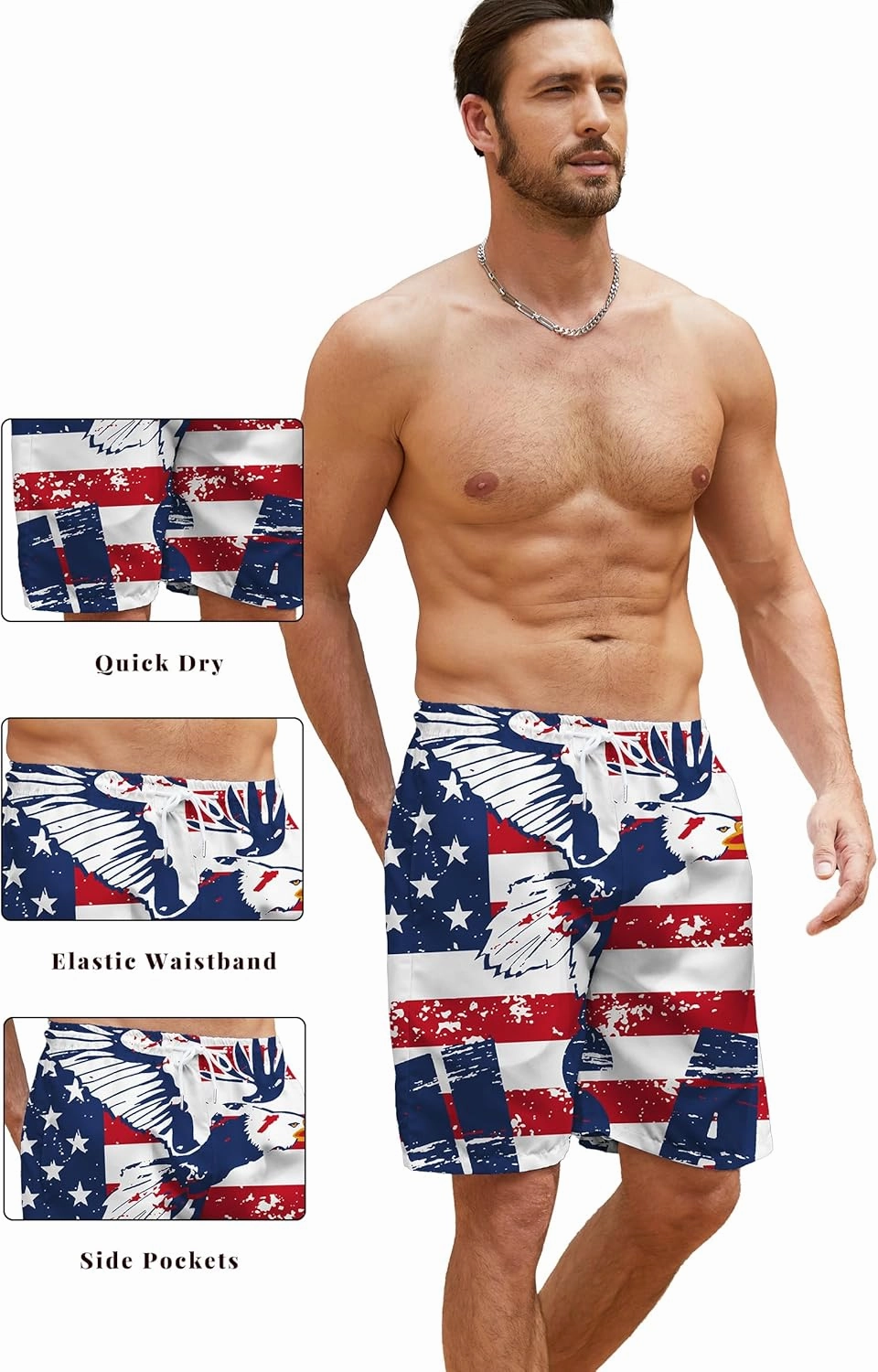 TMSD Mens Summer Beach Board Shorts Quick Dry Swim Trunks with Pockets