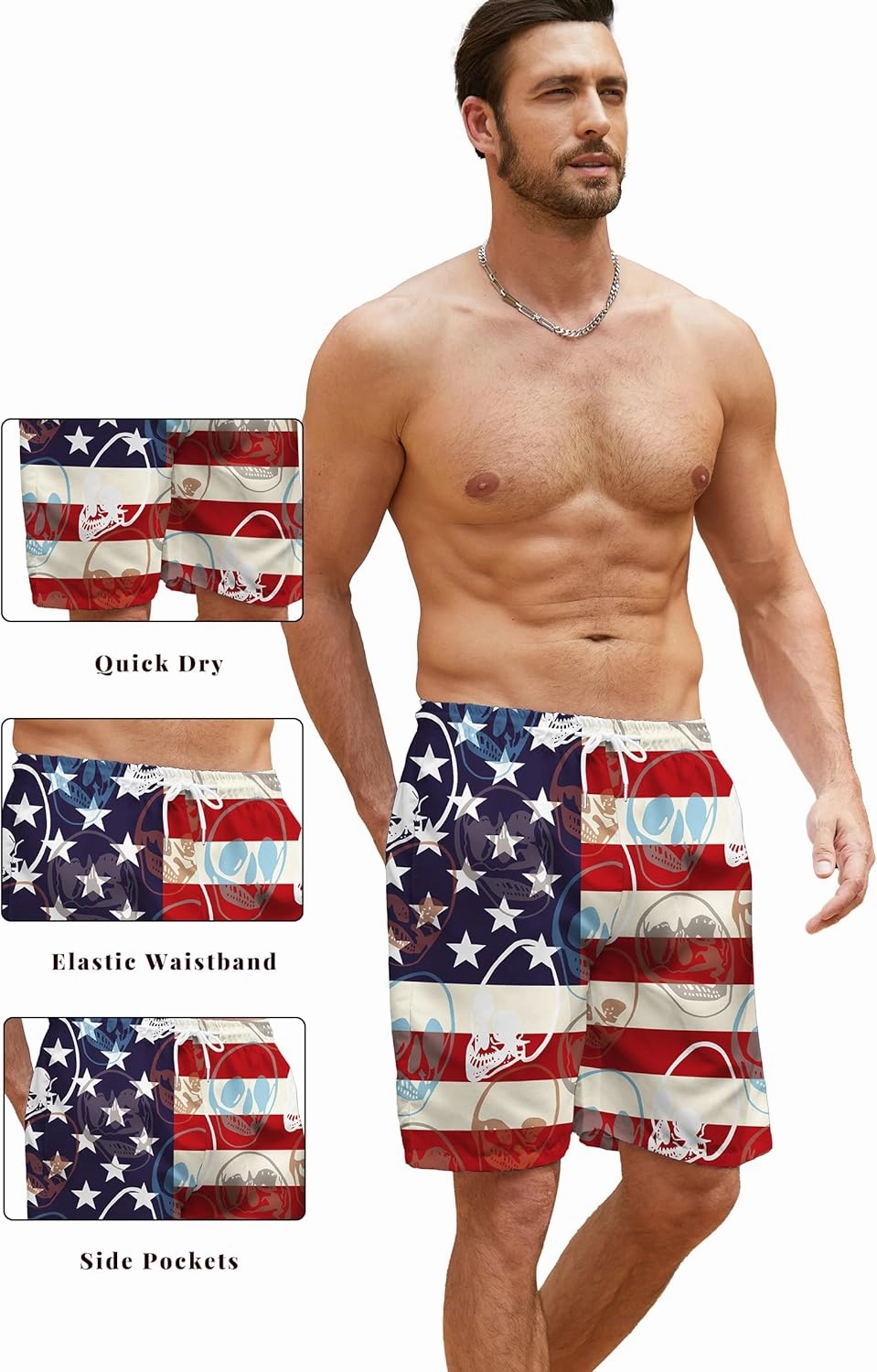 TMSD Mens Summer Beach Board Shorts Quick Dry Swim Trunks with Pockets