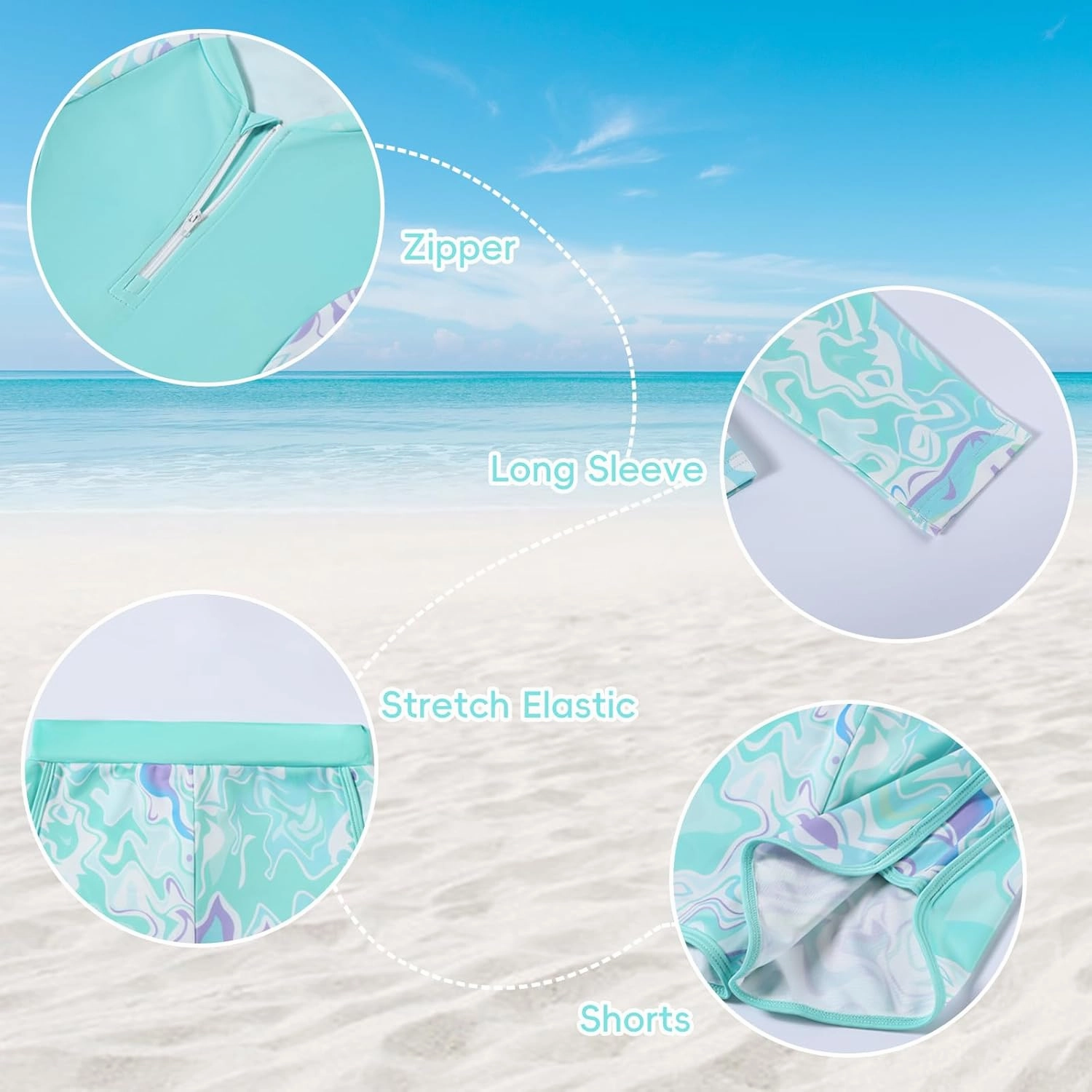 Toddler Girls Long Sleeve Swimsuits Girl Swimwear Little Girls Swimsuits 2 Pieces Toddler Rash Guard Swimsuit Print