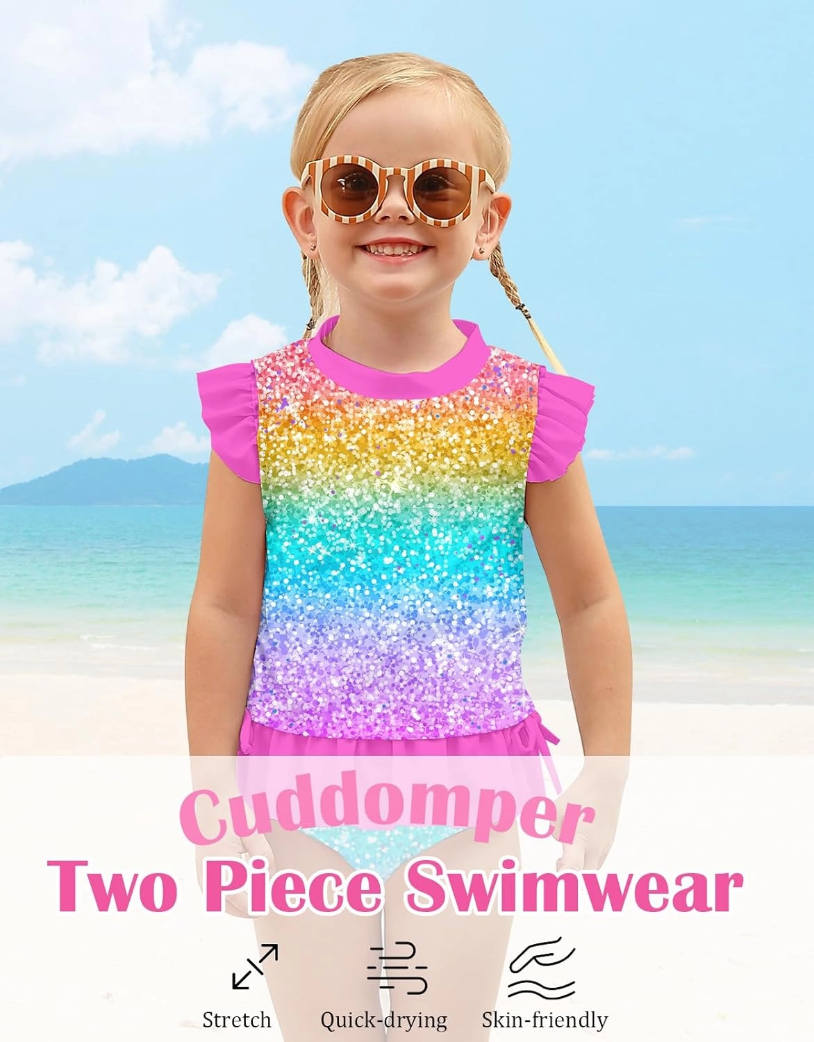 Toddler Girls Swimsuit Cute 2 Piece Tankini Bathing Suit Ruffle Beach Bikini Summer Swimwear 2-6T