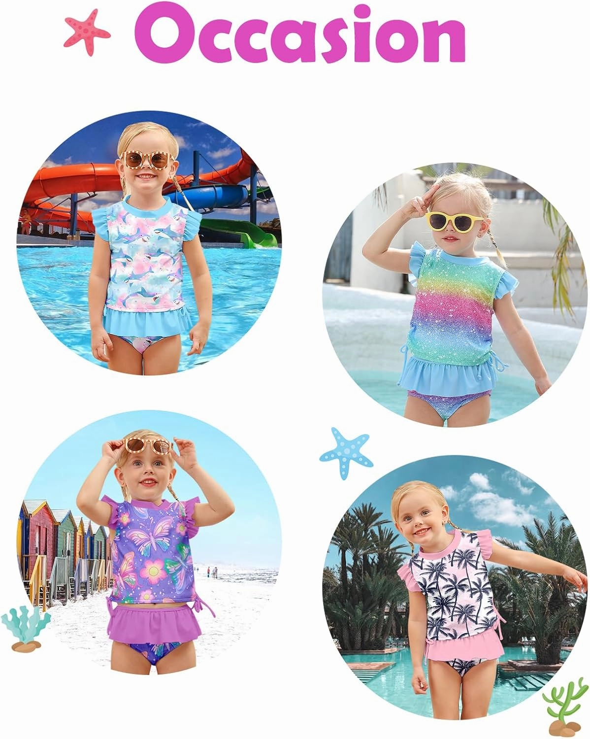 Toddler Girls Swimsuit Cute 2 Piece Tankini Bathing Suit Ruffle Beach Bikini Summer Swimwear 2-6T