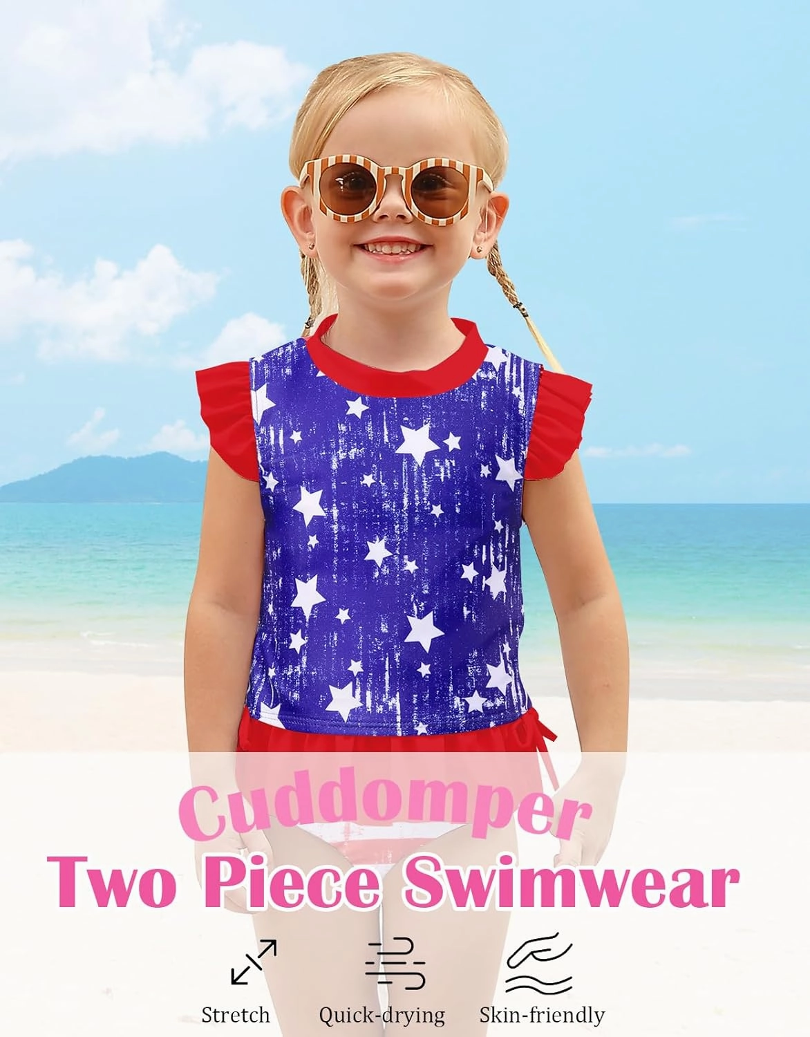 Toddler Girls Swimsuit Cute 2 Piece Tankini Bathing Suit Ruffle Beach Bikini Summer Swimwear 2-6T