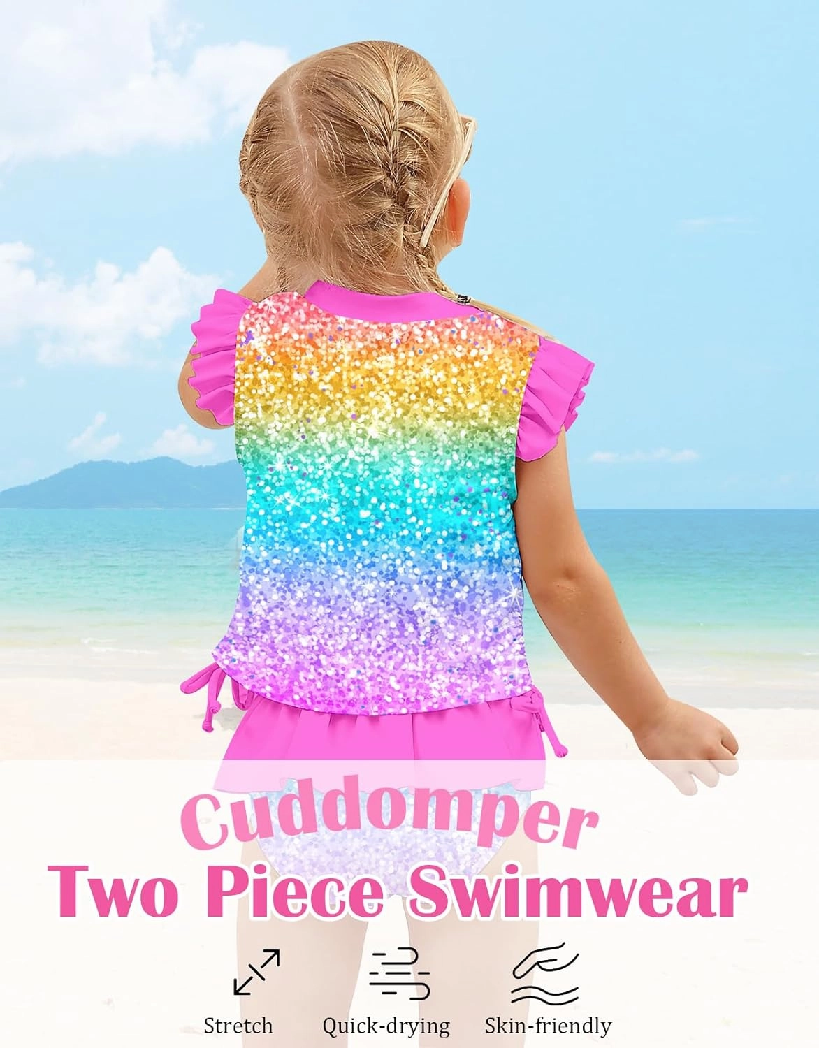 Toddler Girls Swimsuit Cute 2 Piece Tankini Bathing Suit Ruffle Beach Bikini Summer Swimwear 2-6T