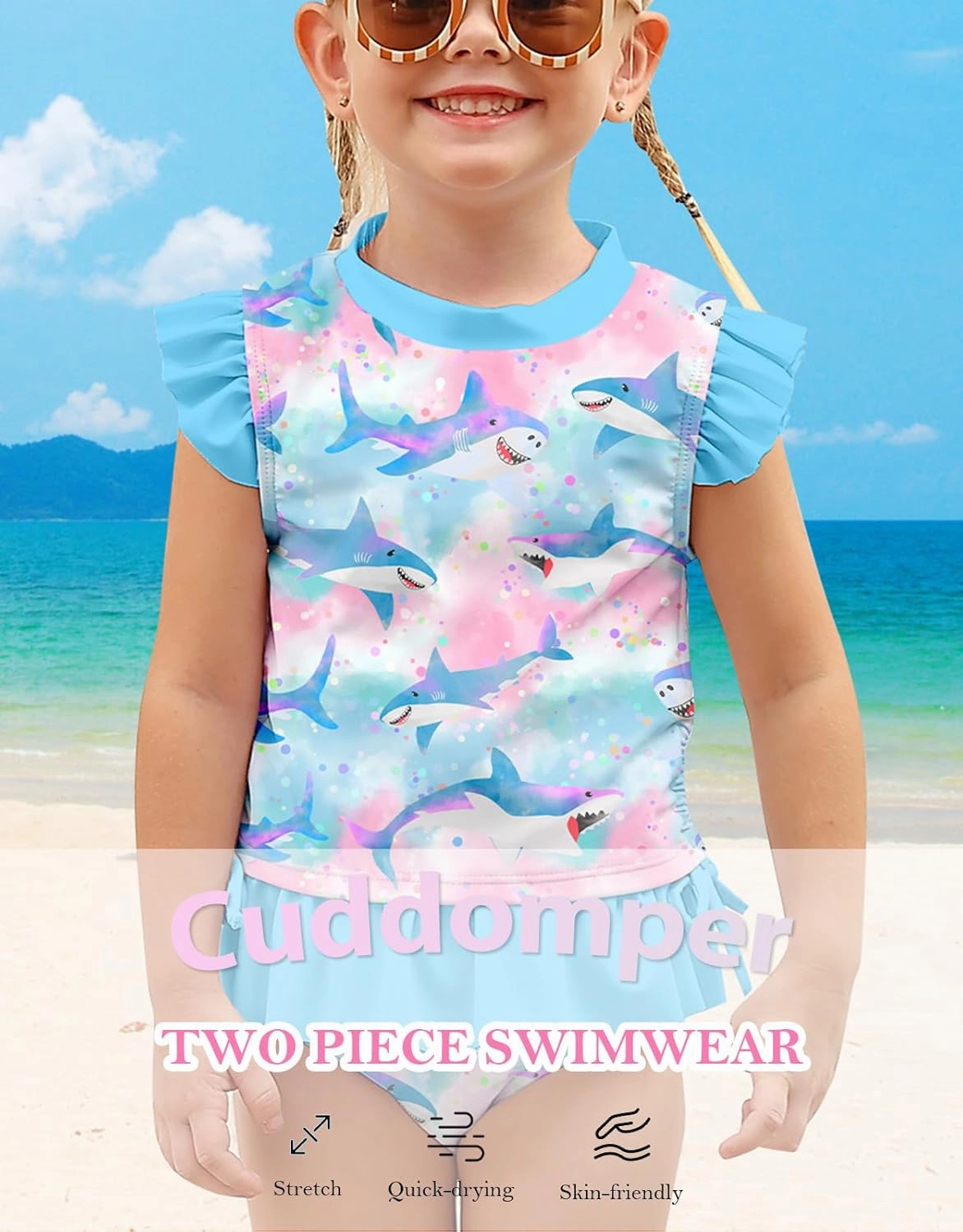 Toddler Girls Swimsuit Cute 2 Piece Tankini Bathing Suit Ruffle Beach Bikini Summer Swimwear 2-6T
