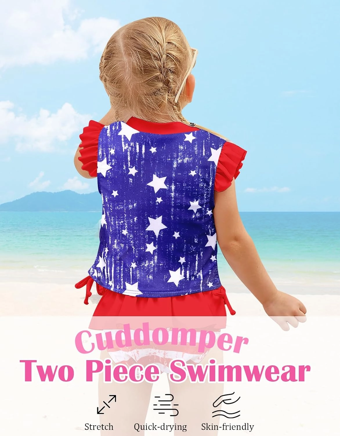 Toddler Girls Swimsuit Cute 2 Piece Tankini Bathing Suit Ruffle Beach Bikini Summer Swimwear 2-6T