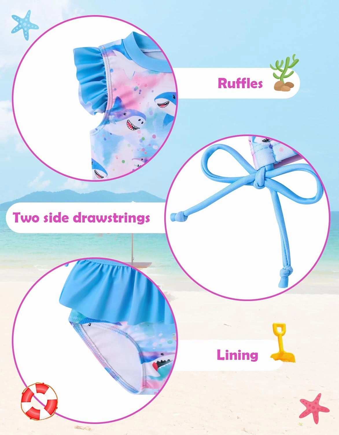 Toddler Girls Swimsuit Cute 2 Piece Tankini Bathing Suit Ruffle Beach Bikini Summer Swimwear 2-6T