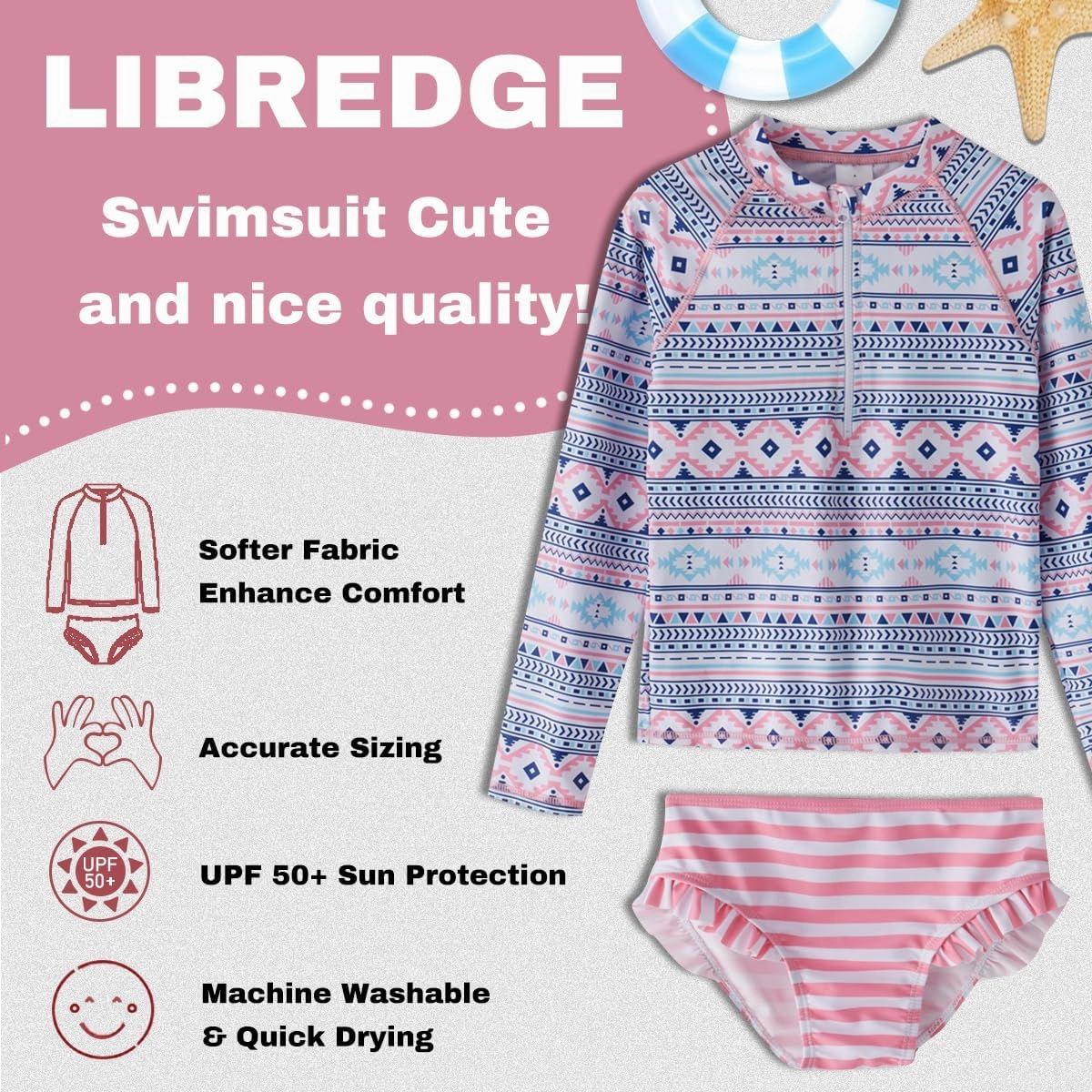 Toddler Girls Swimsuit Rash Guard Sets 2-Piece Bathing Suits UPF 50  Summer Kids Swimwear 2-7T