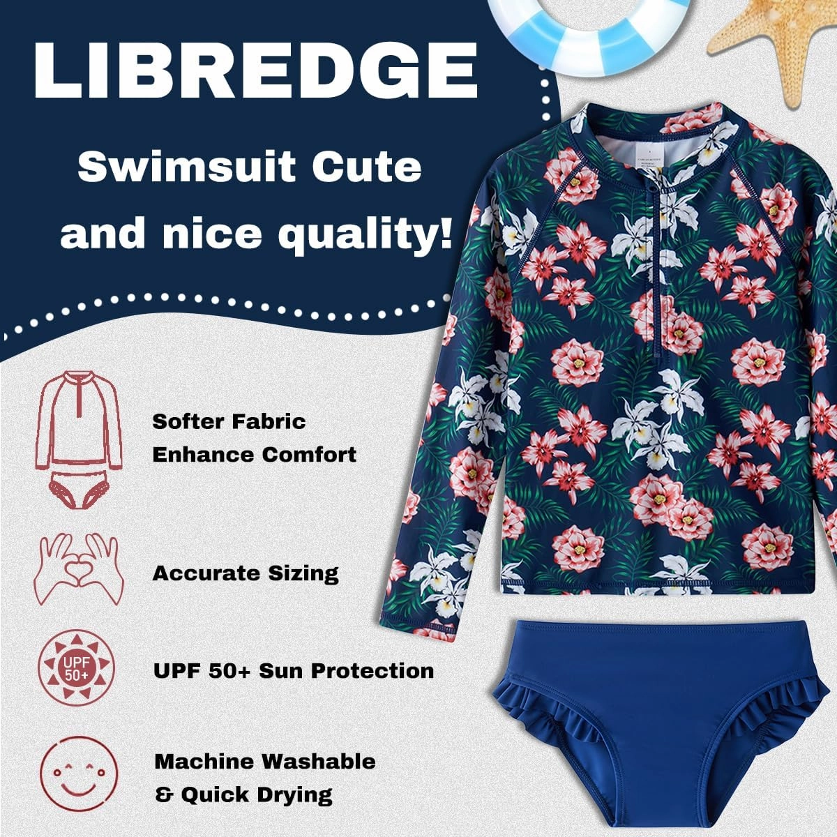 Toddler Girls Swimsuit Rash Guard Sets 2-Piece Bathing Suits UPF 50  Summer Kids Swimwear 2-7T