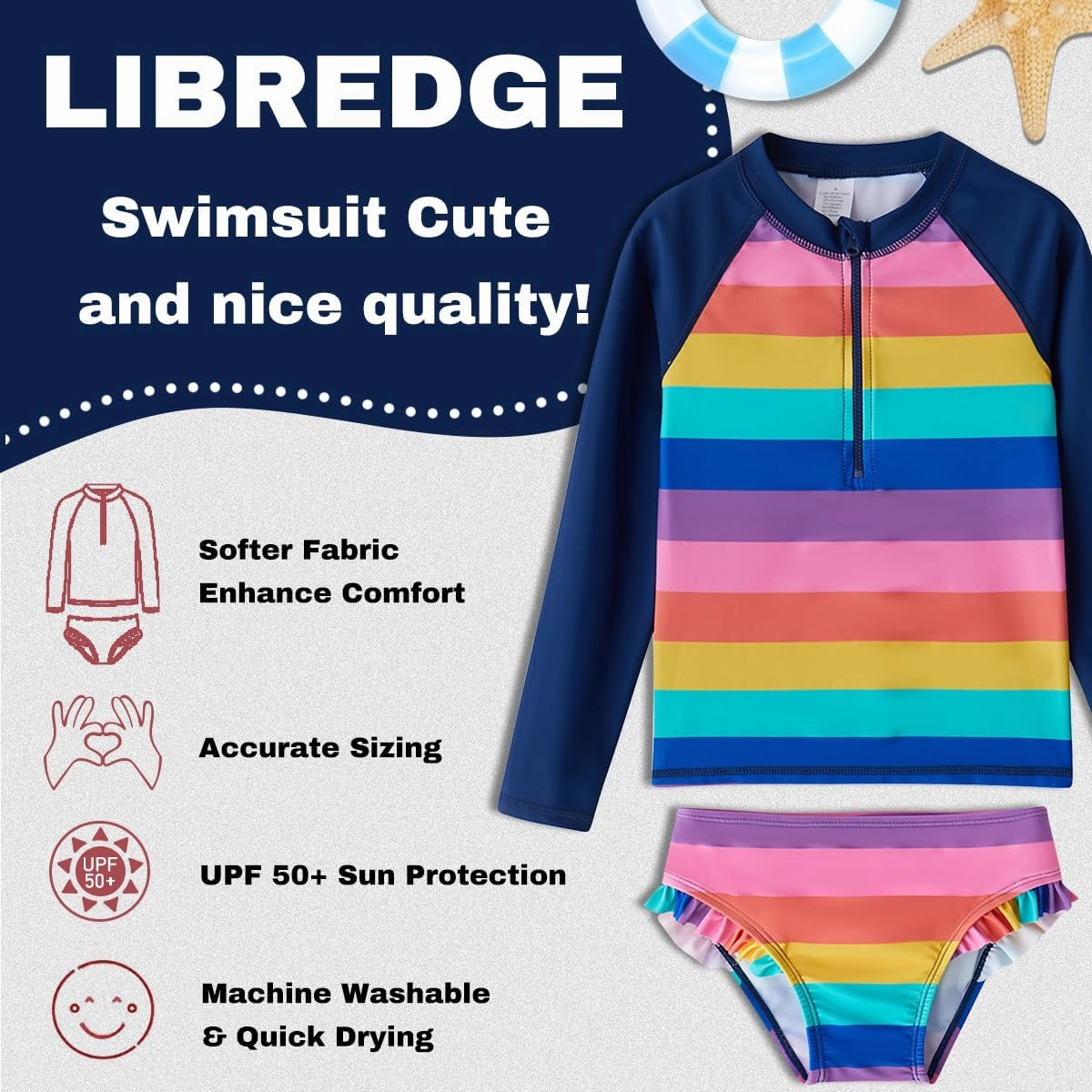 Toddler Girls Swimsuit Rash Guard Sets 2-Piece Bathing Suits UPF 50  Summer Kids Swimwear 2-7T