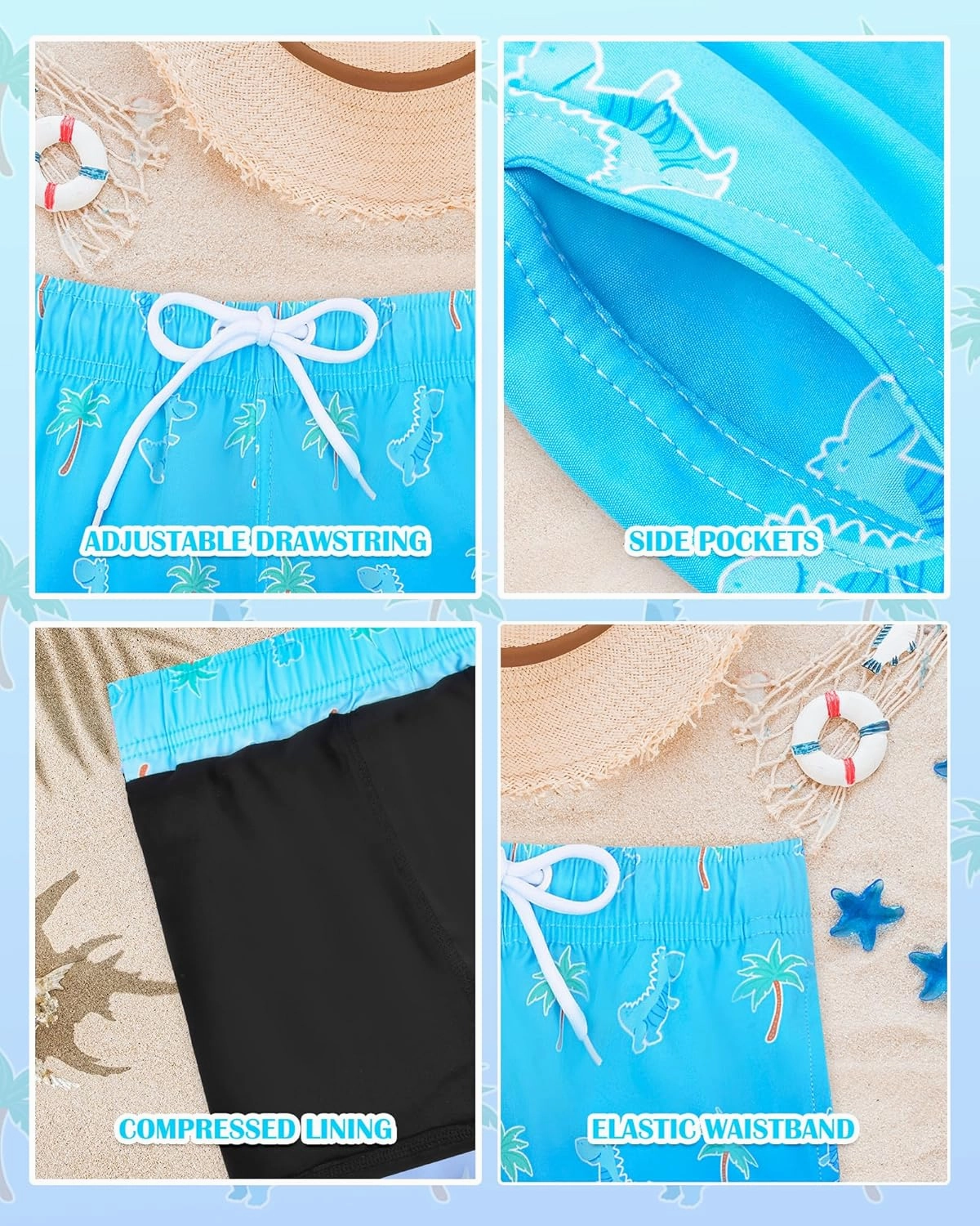 Toddler Swim Trunks with Compression Liner Quick Dry Toddler Bathing Suits Boys Swim Shorts Swimsuit Kids Swimwear