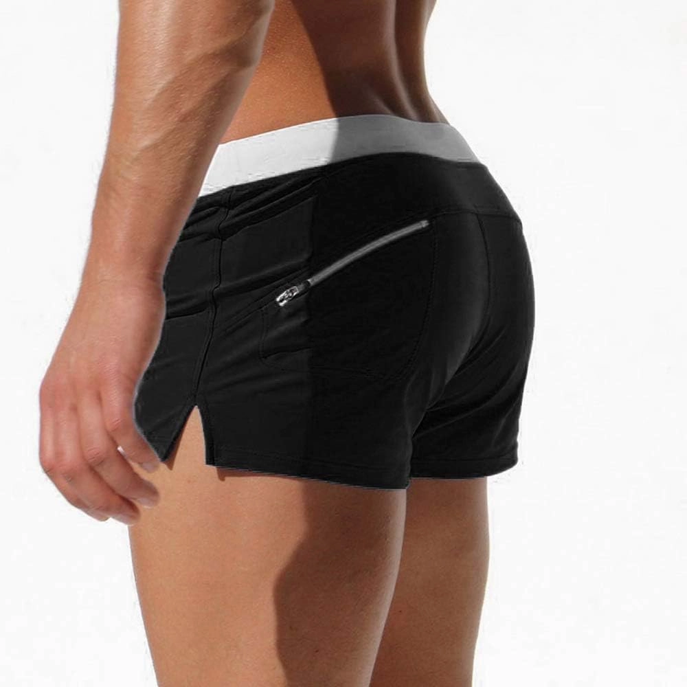 TONLEN Mens Swimwear Short Swim Trunks with Zipper Pocket