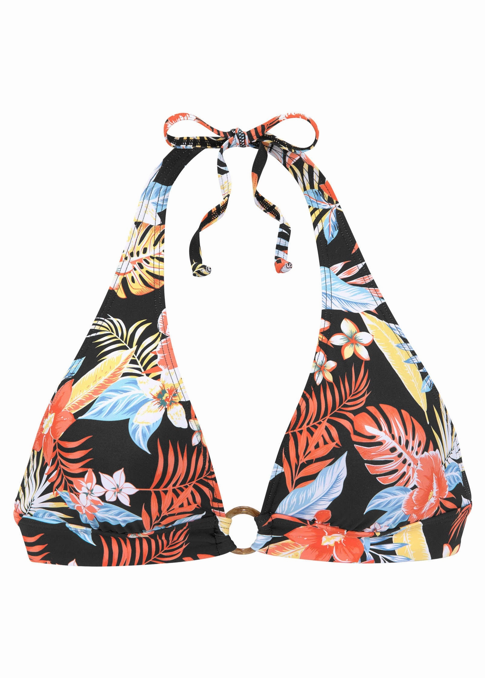 Triangle Halter Top - Red & Yellow Tropic