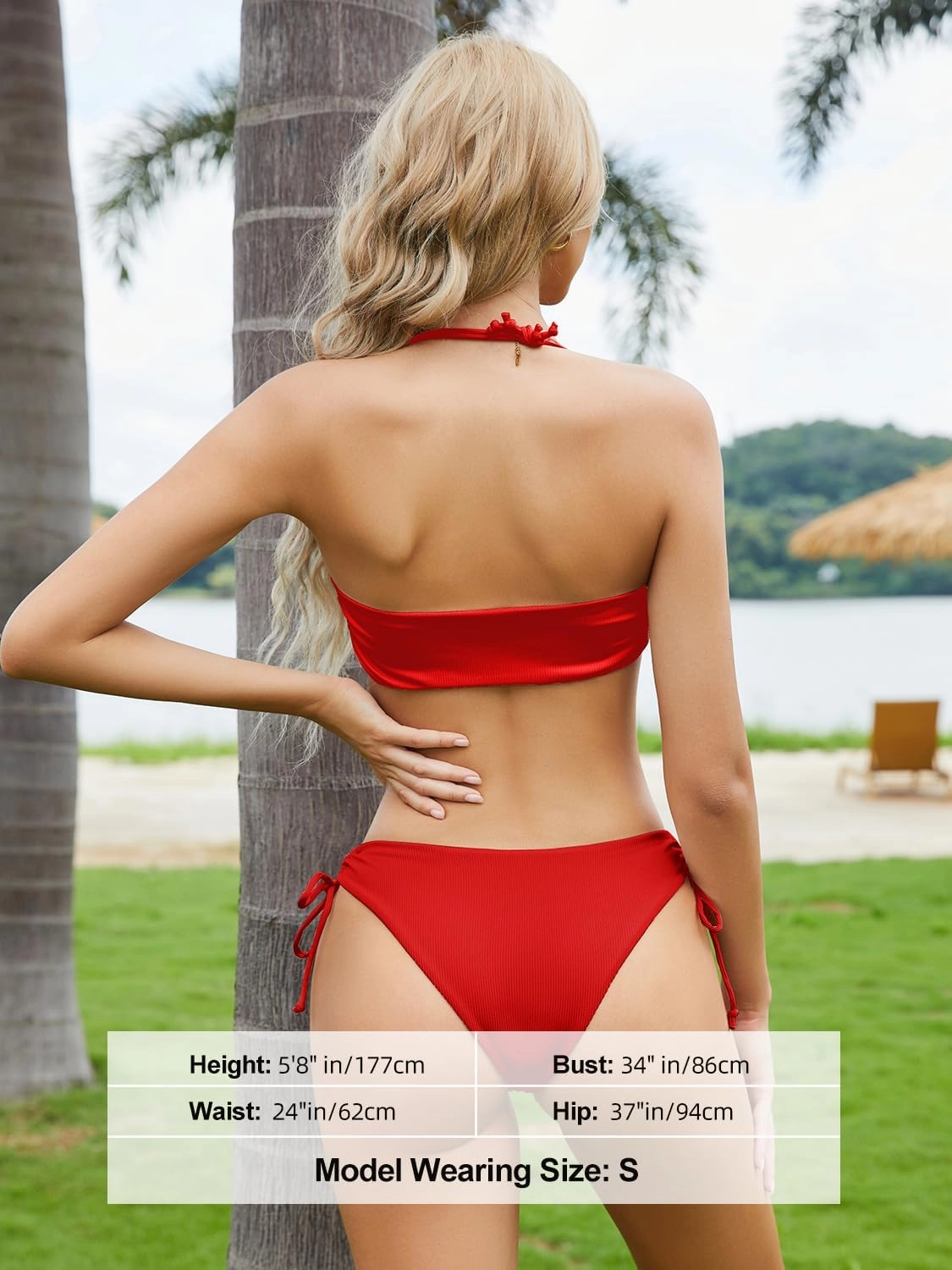 Tripsky Women's Bandeau Bikini Sets Two Piece Swimsuit High Cut Bathing Suit Ribbed Bikini Set