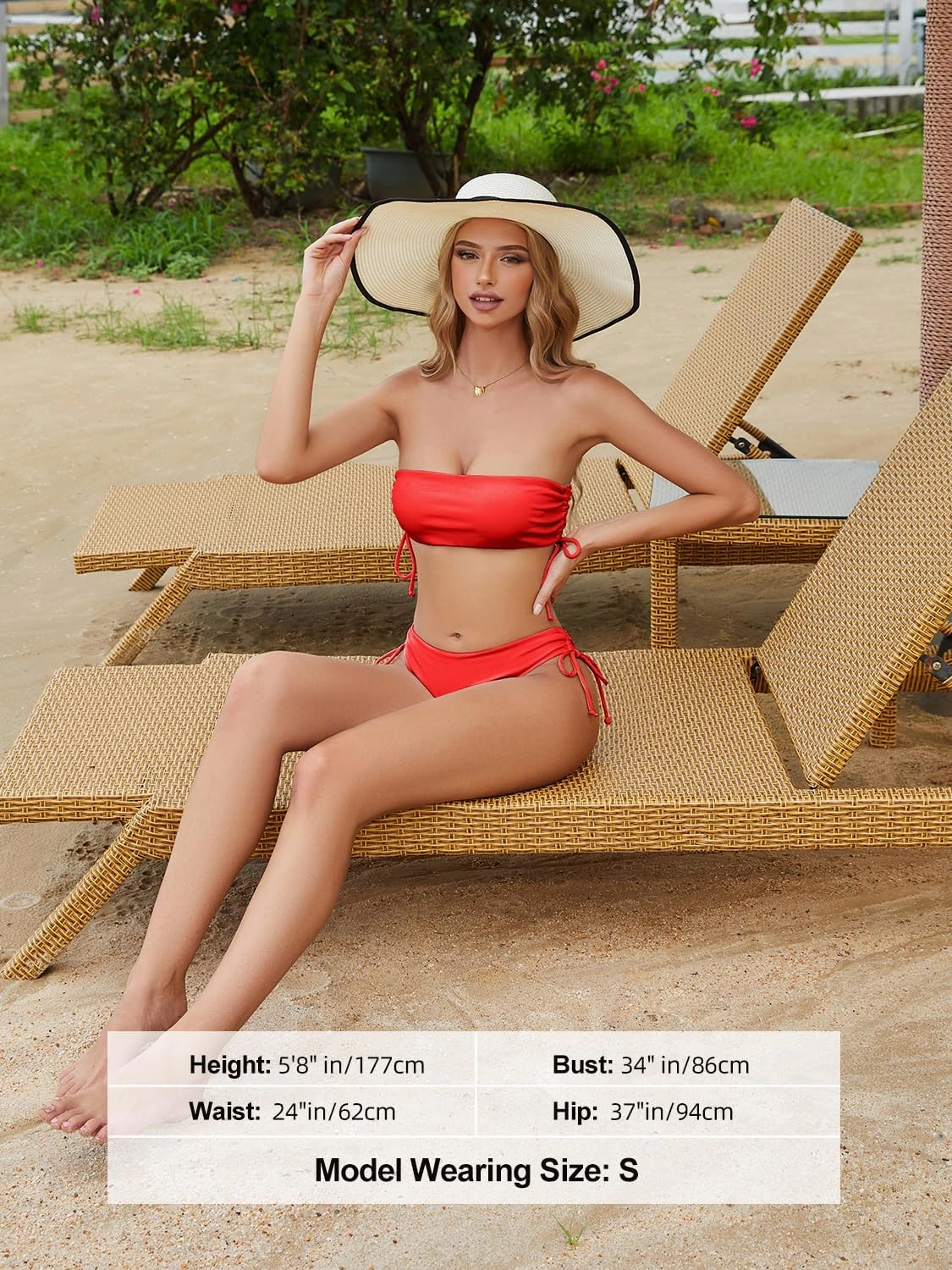 Tripsky Women's Bandeau Bikini Sets Two Piece Swimsuit High Cut Bathing Suit Ribbed Bikini Set