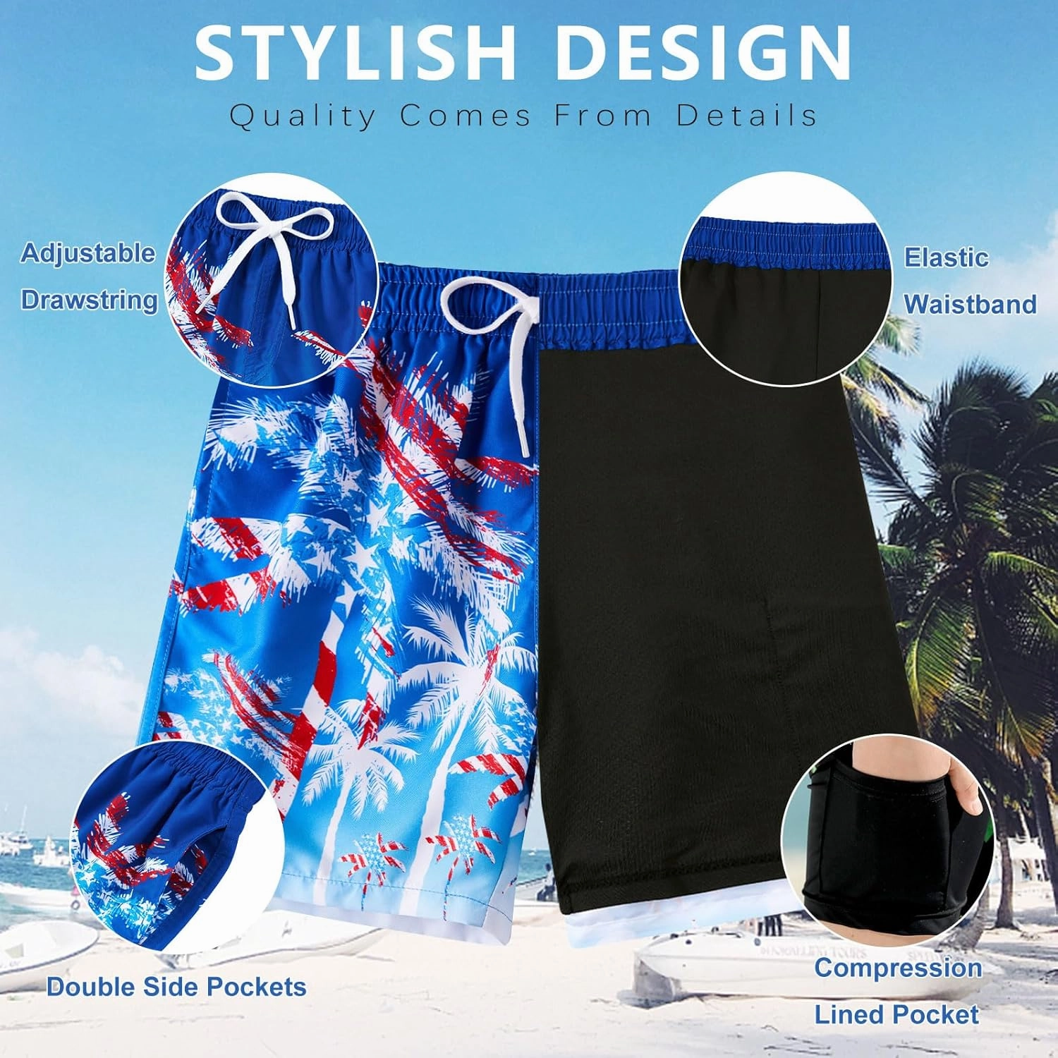 TUONROAD Boys Swim Trunks with Compression Liner Quick Dry Board Shorts with Boxer Brief Lined Bathing Suit 8-20 Years