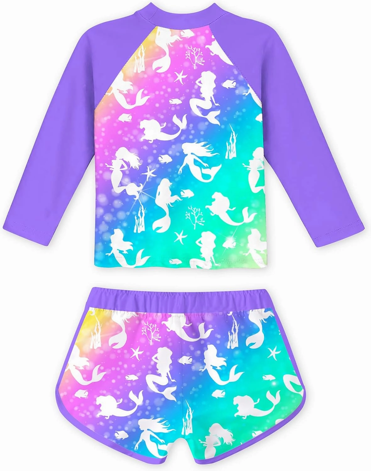 TUONROAD Girls 2 Pieces Rash Guard Swimsuit Long Sleeve Tankini for 4-10 Years