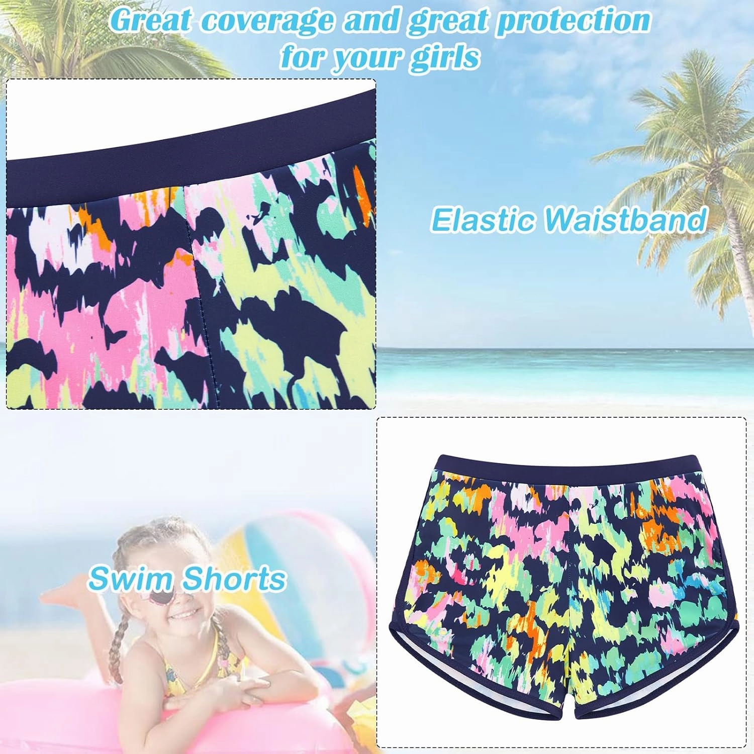 TUONROAD Girls 2 Pieces Rash Guard Swimsuit Long Sleeve Tankini for 4-10 Years