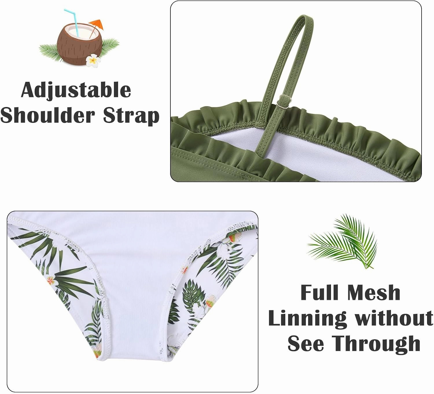 TUONROAD Girls 3 Pieces Bikini Bathing Suit with Rash Guard Pants Quick Dry Swimsuit Cover-Up Sets 6-12T