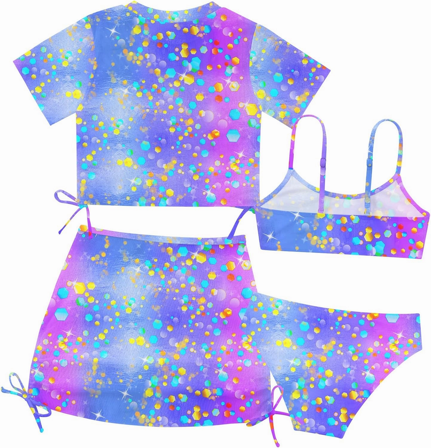 TUONROAD Girls Swimsuits 4 Piece Tankini Bathing Suit Set Cute Bikini Swimwear with Cover Ups Beach Skirt 6-13 Years