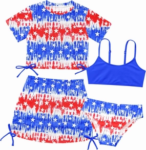 TUONROAD Girls Swimsuits 4 Piece Tankini Bathing Suit Set Cute Bikini Swimwear with Cover Ups Beach Skirt 6-13 Years