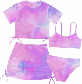 TUONROAD Girls Swimsuits 4 Piece Tankini Bathing Suit Set Cute Bikini Swimwear with Cover Ups Beach Skirt 6-13 Years