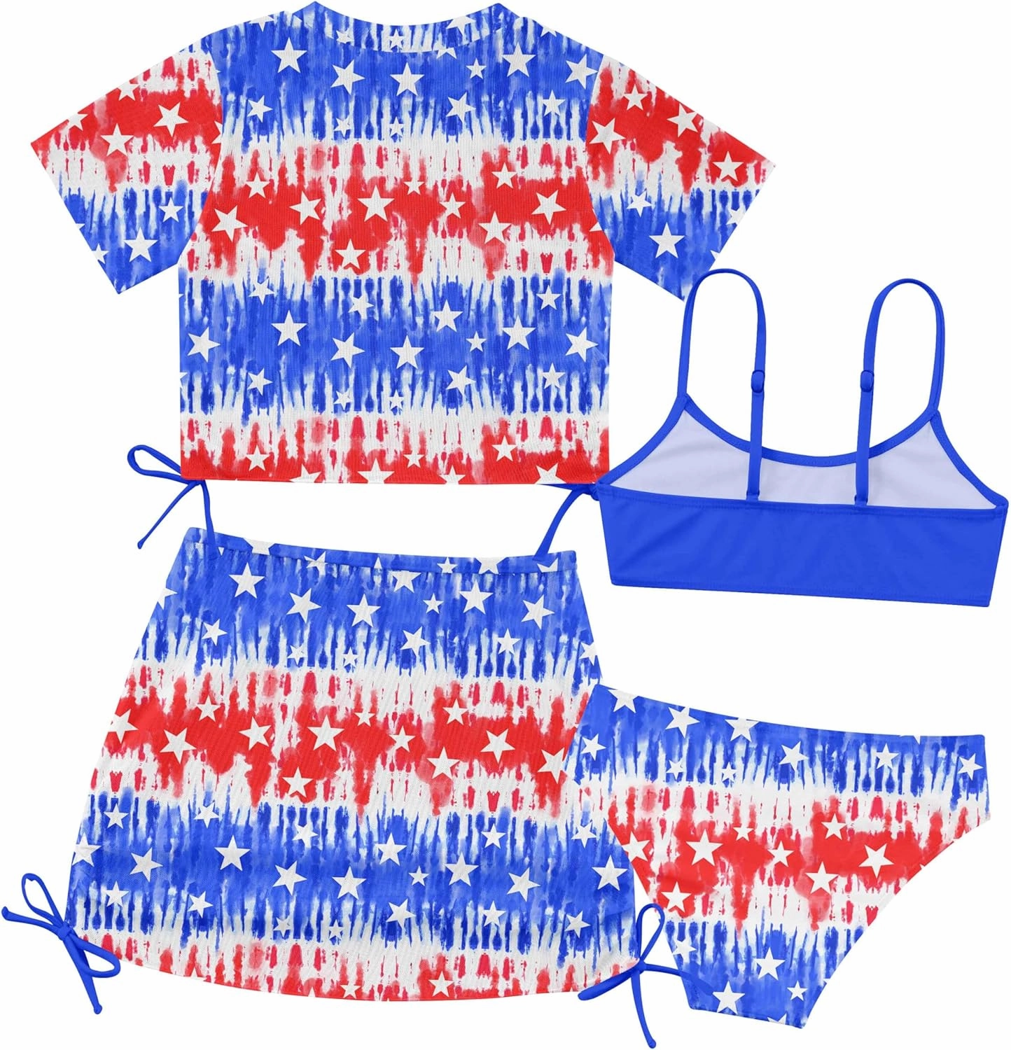 TUONROAD Girls Swimsuits 4 Piece Tankini Bathing Suit Set Cute Bikini Swimwear with Cover Ups Beach Skirt 6-13 Years
