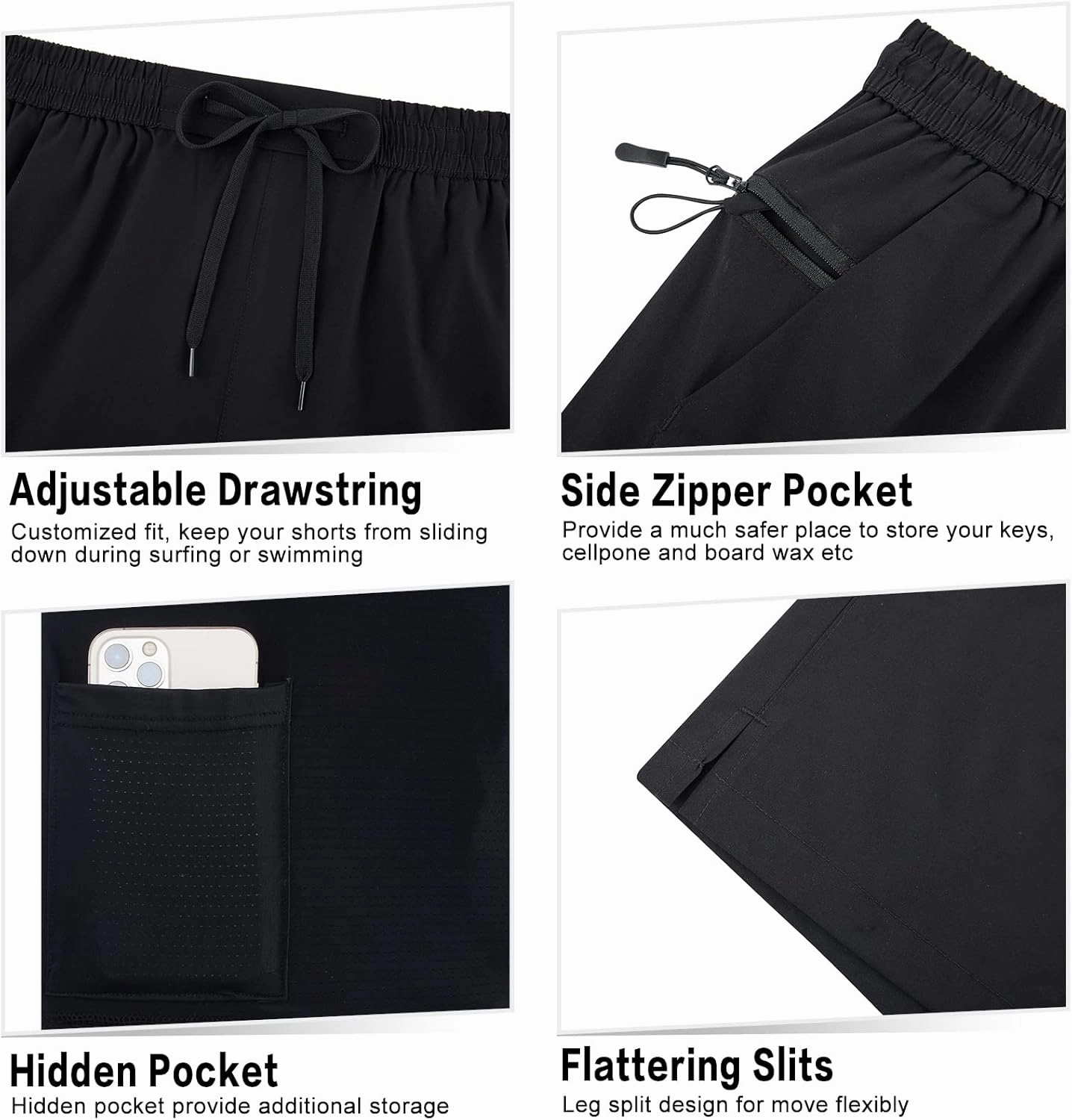 TUONROAD Mens Swim Trunks with Compression Liner 2 in 1 Board Shorts 7 Inch Quick Dry Swimming Shorts with Zipper Pockets