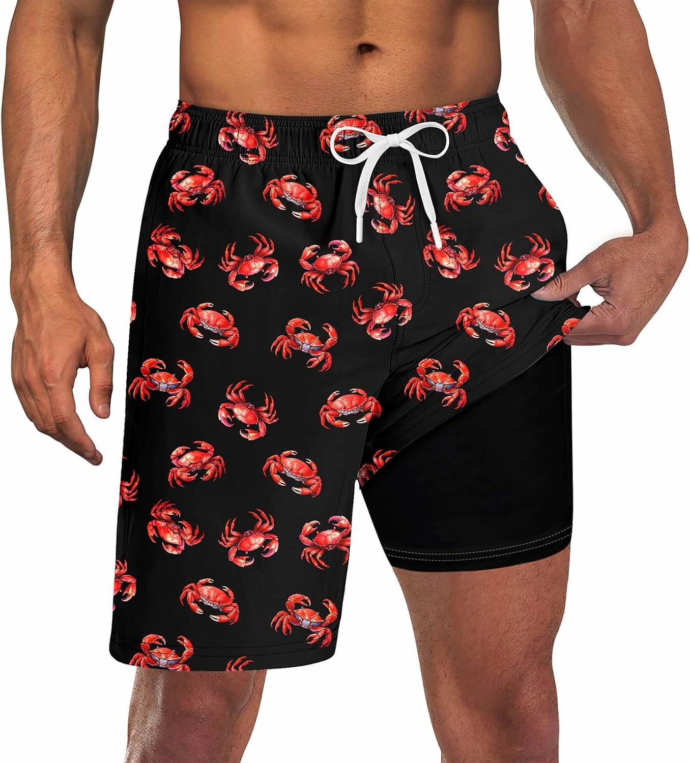TUONROAD Mens Swim Trunks with Compression Liner 2 in 1 Board Shorts 9 Inch Quick Dry Swimming Trunks with Pockets