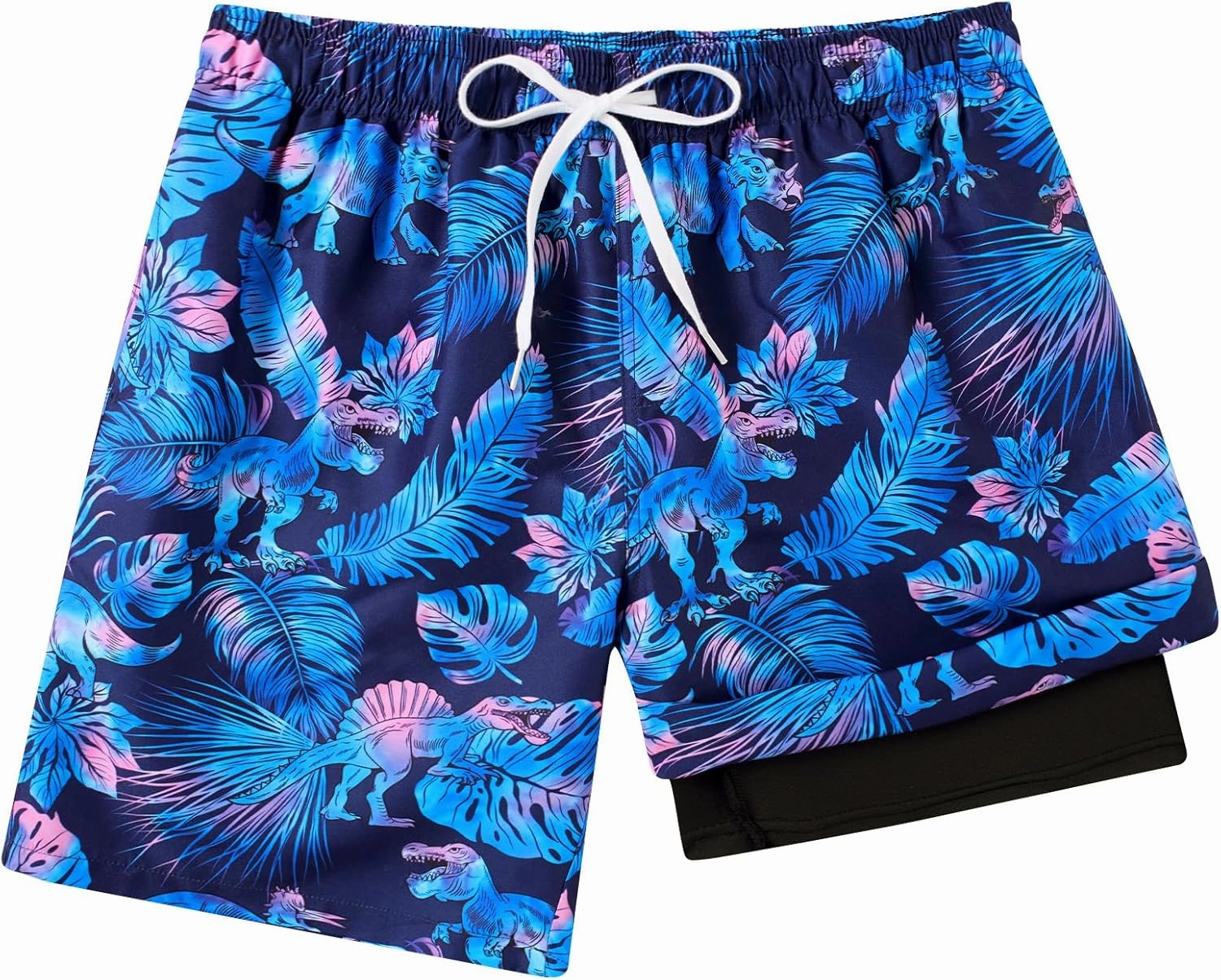 TUONROAD Mens Swim Trunks with Compression Liner 2 in 1 Board Shorts 9 Inch Quick Dry Swimming Trunks with Pockets