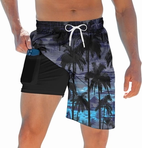 TUONROAD Mens Swim Trunks with Compression Liner 2 in 1 Board Shorts 9 Inch Quick Dry Swimming Trunks with Pockets