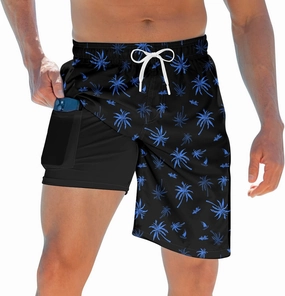 TUONROAD Mens Swim Trunks with Compression Liner 2 in 1 Board Shorts 9 Inch Quick Dry Swimming Trunks with Pockets