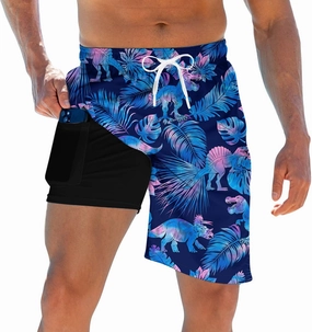 TUONROAD Mens Swim Trunks with Compression Liner 2 in 1 Board Shorts 9 Inch Quick Dry Swimming Trunks with Pockets