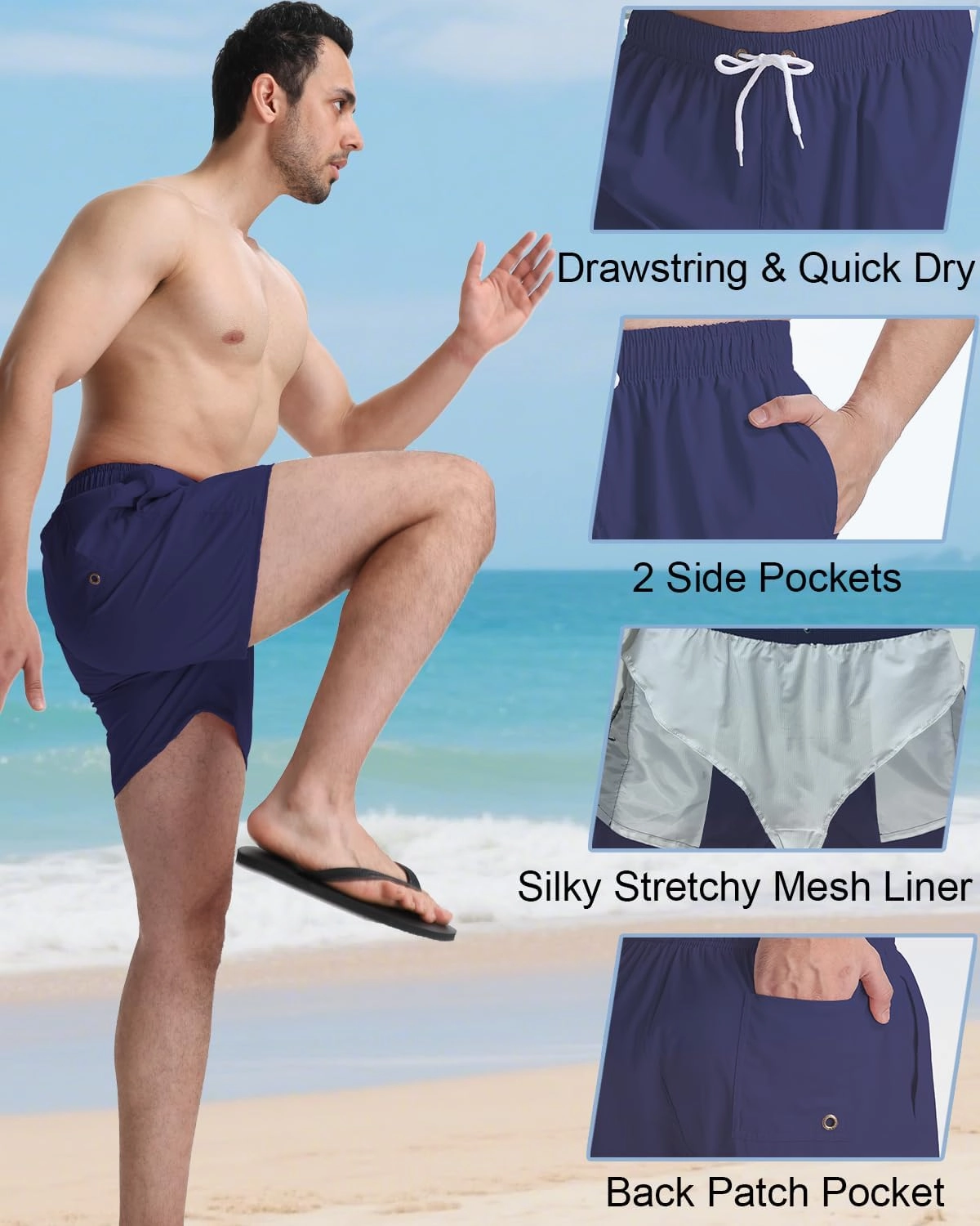 TUVEKE Men's Swim Trunks Quick Dry Bathing Suit for Men 5 Inch Inseam with Mesh Liner Mens Swimming Shorts Beach Shorts S-XXL