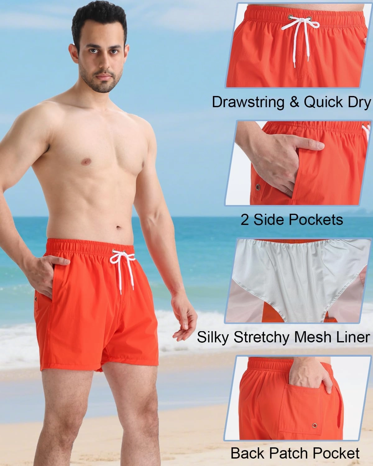 TUVEKE Men's Swim Trunks Quick Dry Bathing Suit for Men 5 Inch Inseam with Mesh Liner Mens Swimming Shorts Beach Shorts S-XXL