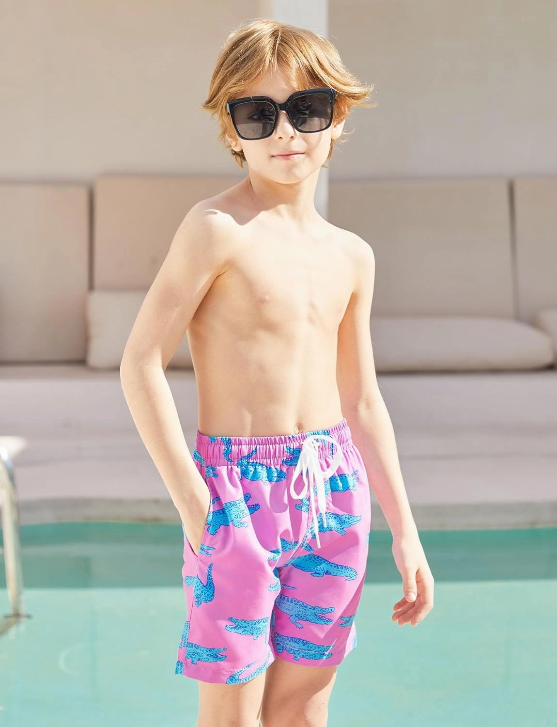 uideazone Boys Swim Trunks 3D Funny Print Surfing Board Shorts Quick Dry UPF 50  Swimsuit Beachwear with Mesh Lining 2-12T