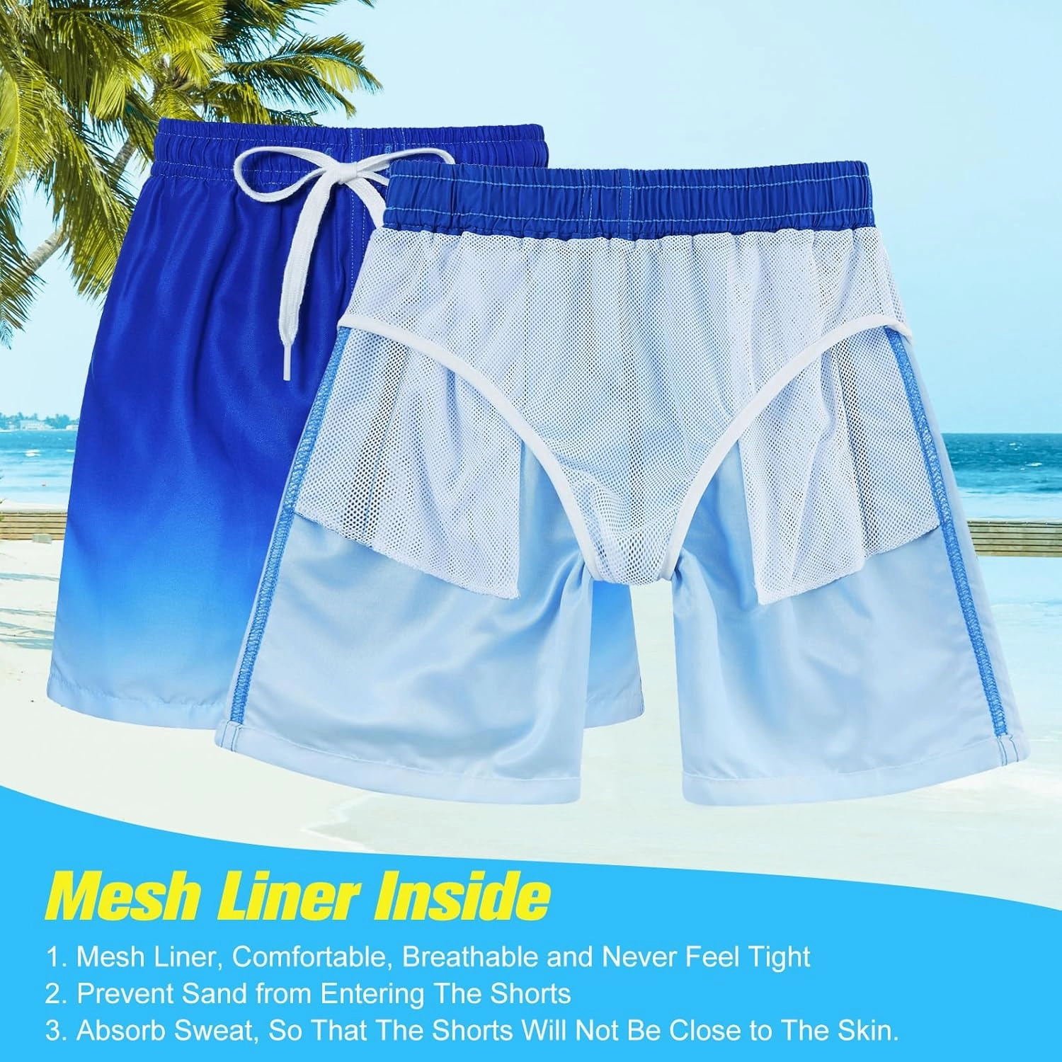 uideazone Boys Swim Trunks 3D Funny Print Surfing Board Shorts Quick Dry UPF 50  Swimsuit Beachwear with Mesh Lining 2-12T