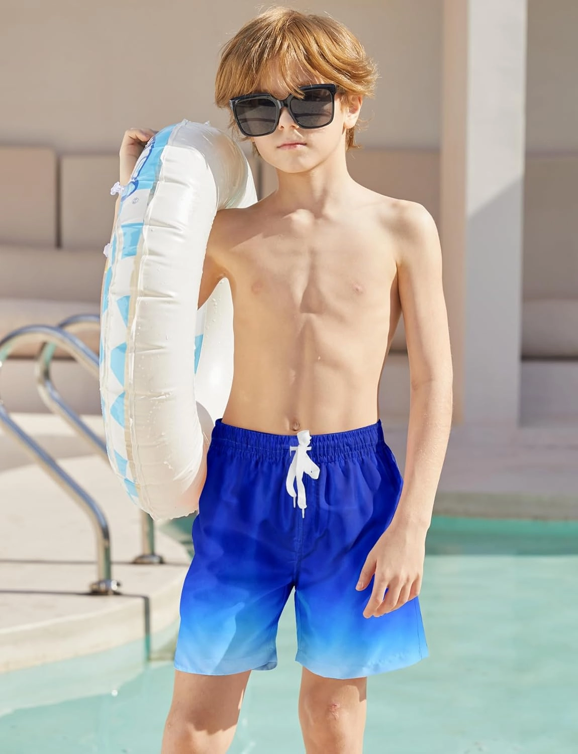 uideazone Boys Swim Trunks 3D Funny Print Surfing Board Shorts Quick Dry UPF 50  Swimsuit Beachwear with Mesh Lining 2-12T