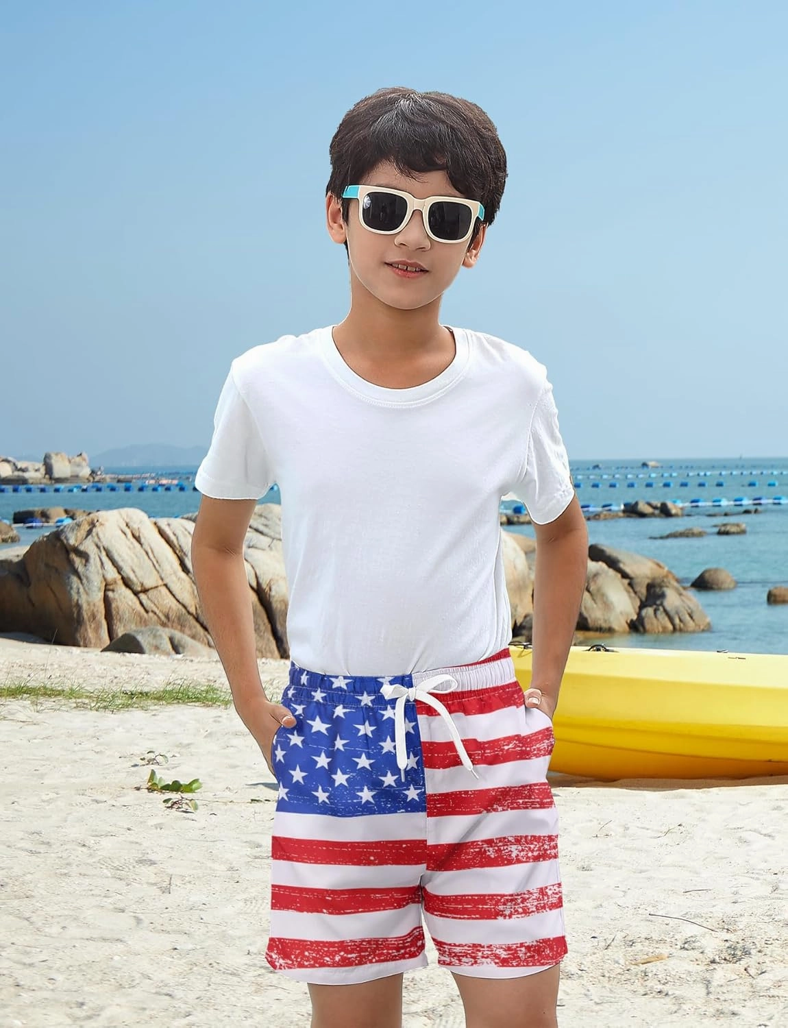 uideazone Boys Swim Trunks 3D Funny Print Surfing Board Shorts Quick Dry UPF 50  Swimsuit Beachwear with Mesh Lining 2-12T