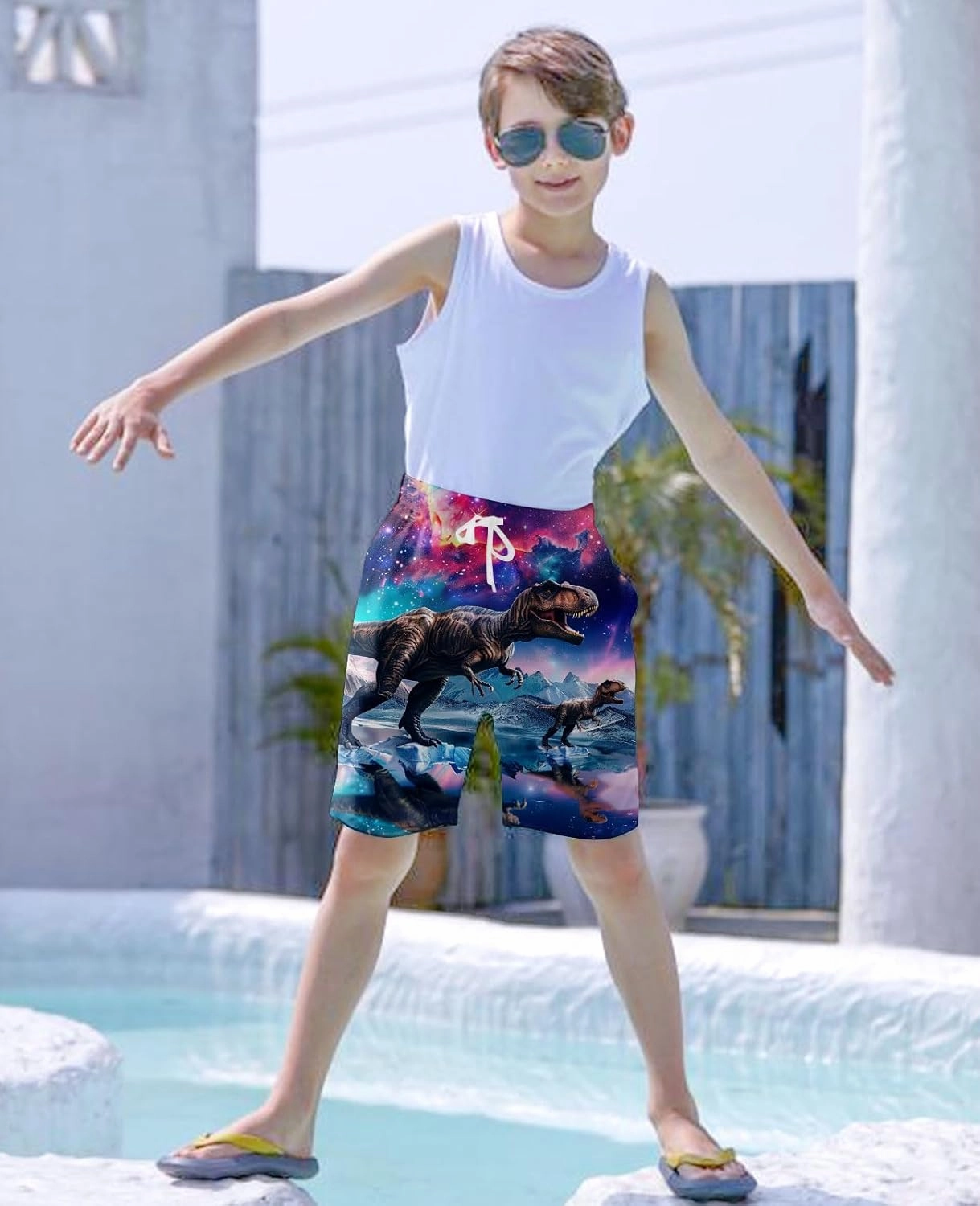 uideazone Boys Teens Swim Trunks Quick Dry Waterproof Surfing Board Shorts Drawstring Elastic Waist with Mesh Lining 5-14T