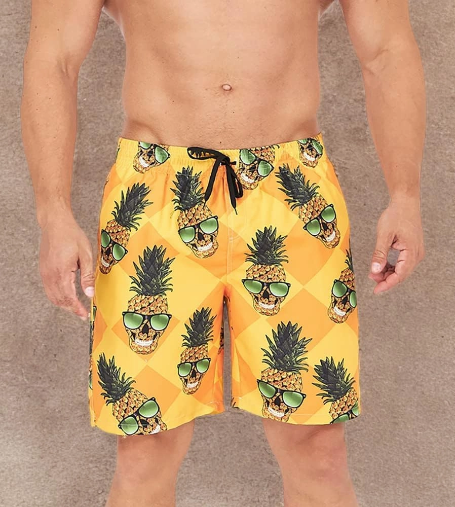 uideazone Men Swim Trunks Drawstring Elastic Waist Quick Dry Beach Shorts with Mesh Lining Swimwear Bathing Suits