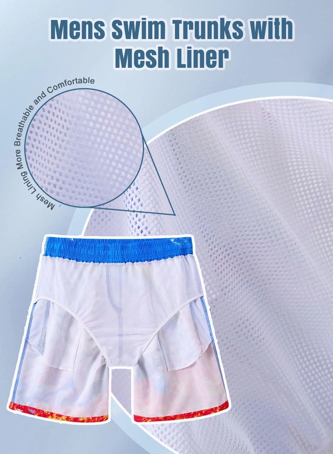 uideazone Men Swim Trunks Drawstring Elastic Waist Quick Dry Beach Shorts with Mesh Lining Swimwear Bathing Suits