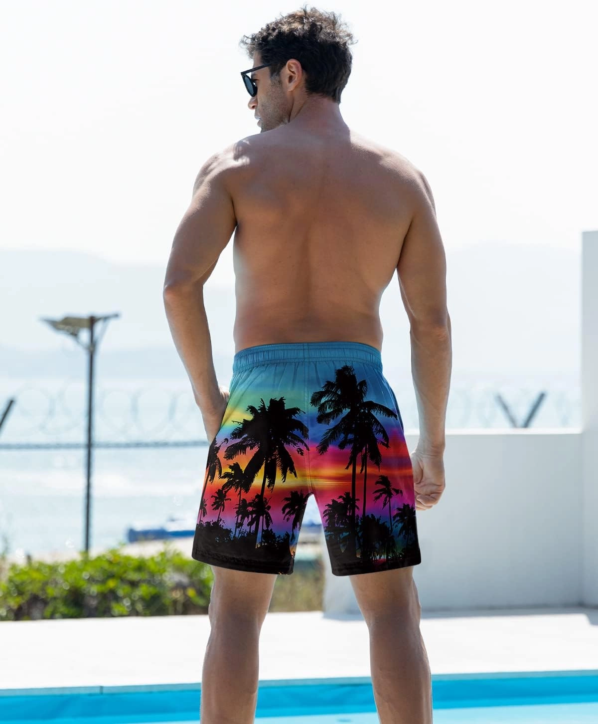 uideazone Men Swim Trunks Drawstring Elastic Waist Quick Dry Beach Shorts with Mesh Lining Swimwear Bathing Suits