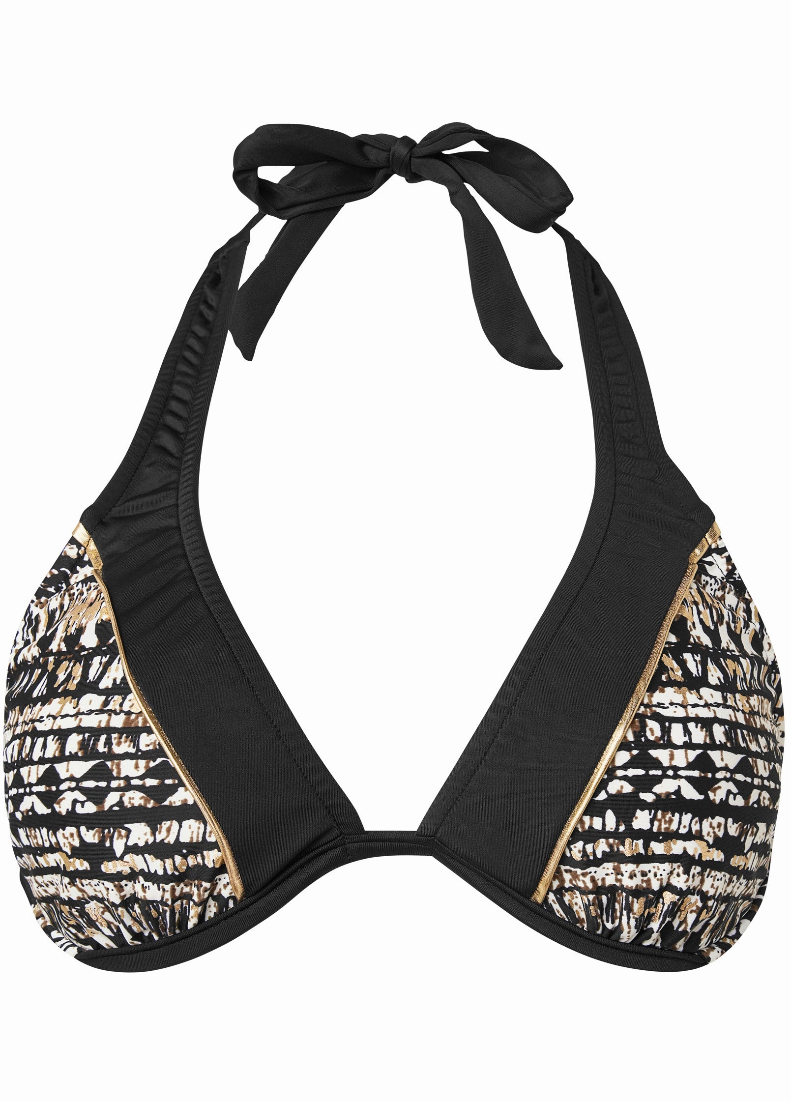 Underwire Halter Bikini Top - Golden Stripes
