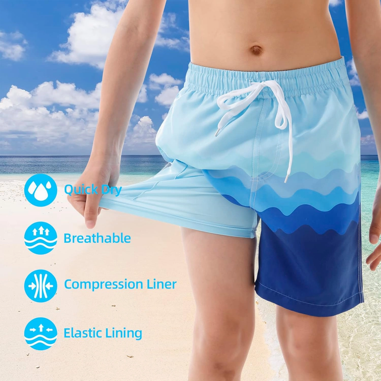 UNICOMIDEA Boys Swim Trunks Compression Liner Swimming Shorts Quick Dry Boxer Brief Swimwear 7-20 Years Bathing Suit